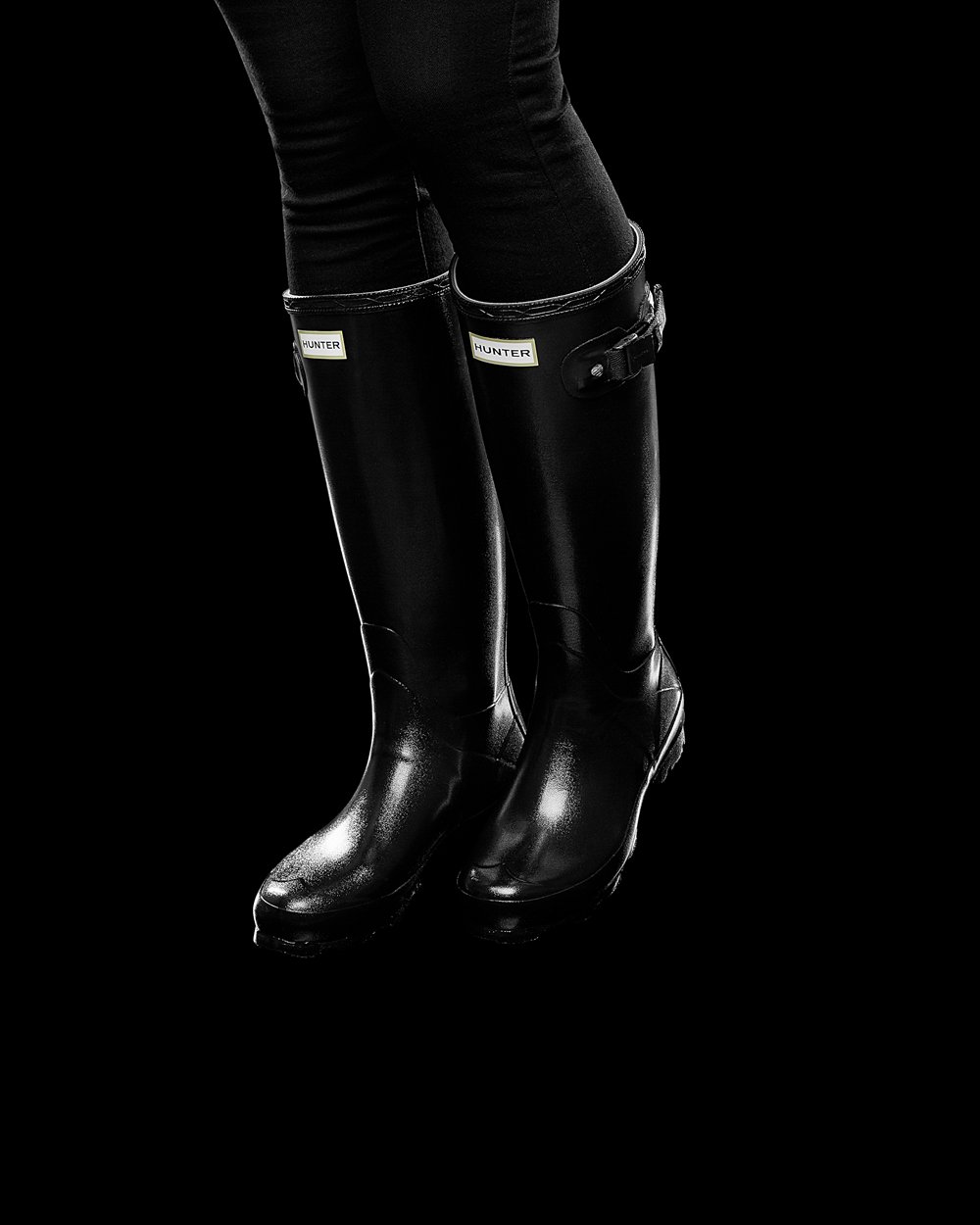 Women Hunter Norris Field Gloss | Tall Rain Boots Black | NZ-34920-IVZU